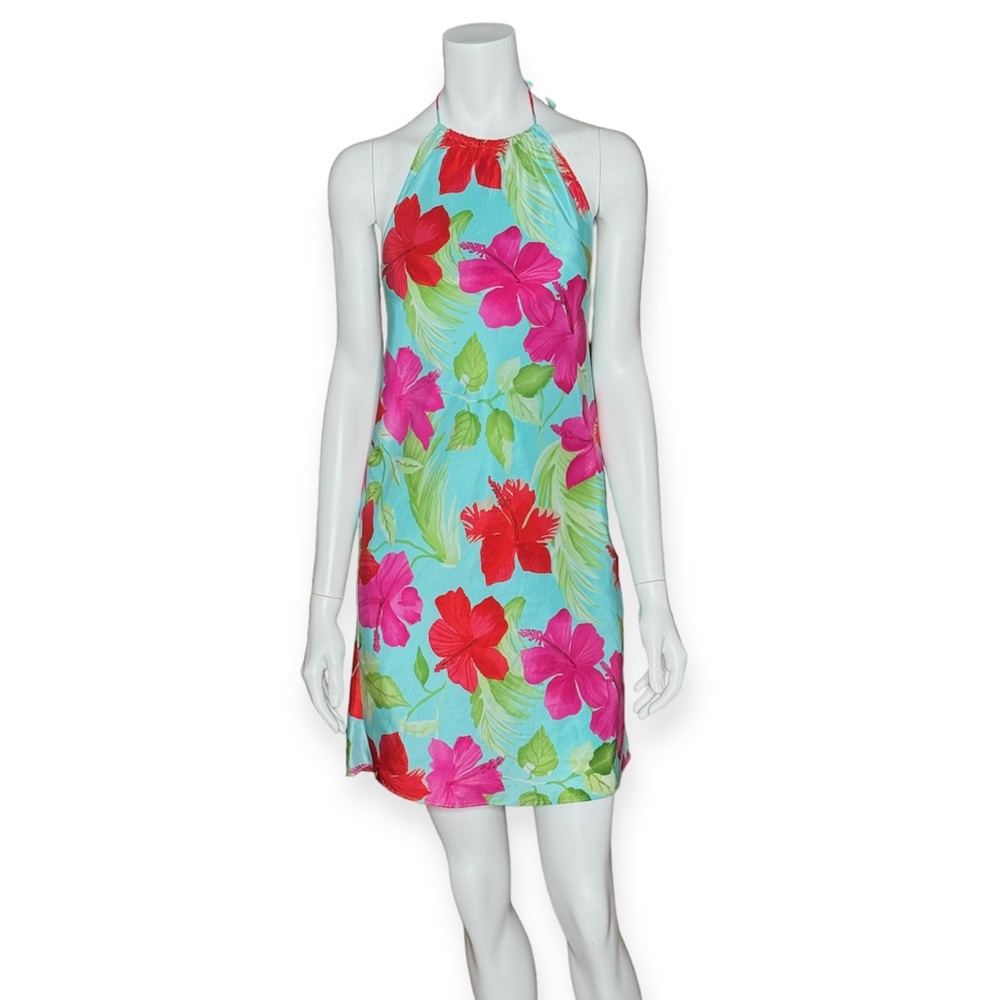 GAP Tropical Halter Silk Dress (Size 1)